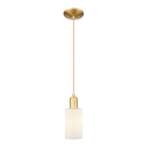 Innovations Clymer 4in 1-Light Mini Pendant | Industrial Satin Gold Steel and Matte White Glass | Kitchen Island & Dining Room | Model 716-1P-SG-G801