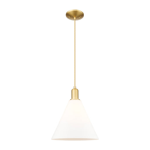 Innovations Berkshire Glass 12in 1-Light Mini Pendant | Industrial Satin Gold Steel and Matte White Glass | Kitchen Island & | Model 716-1P-SG-GBC-121