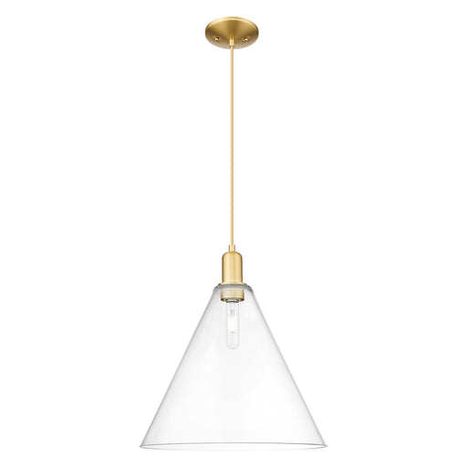 Innovations Berkshire Glass 16in 1-Light Mini Pendant | Industrial Satin Gold Steel and Clear Glass | Kitchen Island & Dining | Model 716-1P-SG-GBC-162