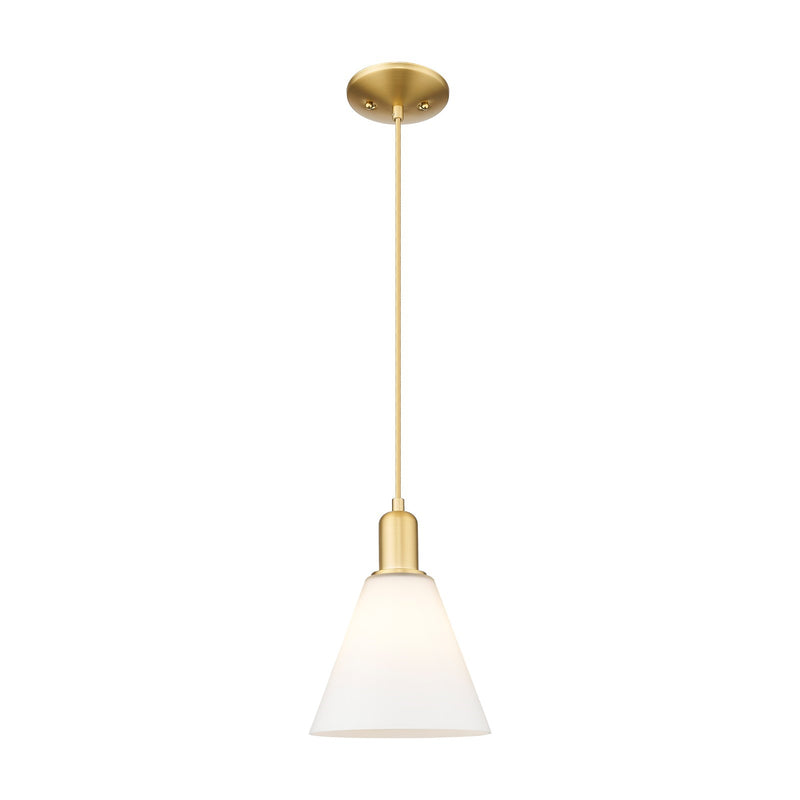 Innovations Berkshire Glass 8in 1-Light Mini Pendant | Industrial Satin Gold Steel and Matte White Glass | Kitchen Island & | Model 716-1P-SG-GBC-81