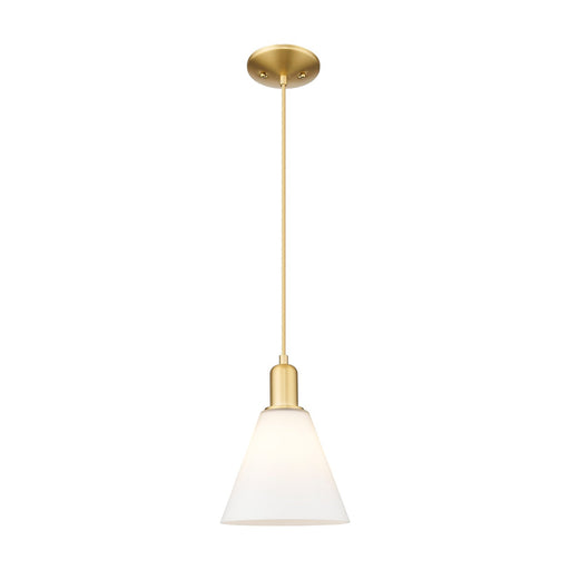 Innovations Berkshire Glass 8in 1-Light Mini Pendant | Industrial Satin Gold Steel and Matte White Glass | Kitchen Island & | Model 716-1P-SG-GBC-81