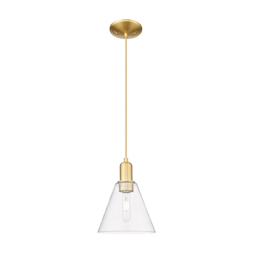 Innovations Berkshire Glass 8in 1-Light Mini Pendant | Industrial Satin Gold Steel and Clear Glass | Kitchen Island & Dining Room | Model 716-1P-SG-GBC-82