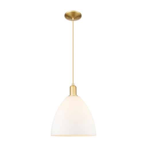 Innovations Bristol 12in 1-Light Mini Pendant | Industrial Satin Gold and Matte White Glass | Kitchen Island & Dining Room | 12 | Model 716-1P-SG-GBD-121