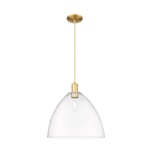 Innovations Bristol 16in 1-Light Mini Pendant | Industrial Satin Gold Steel and Clear Glass | Kitchen Island & Dining Room | Model 716-1P-SG-GBD-162
