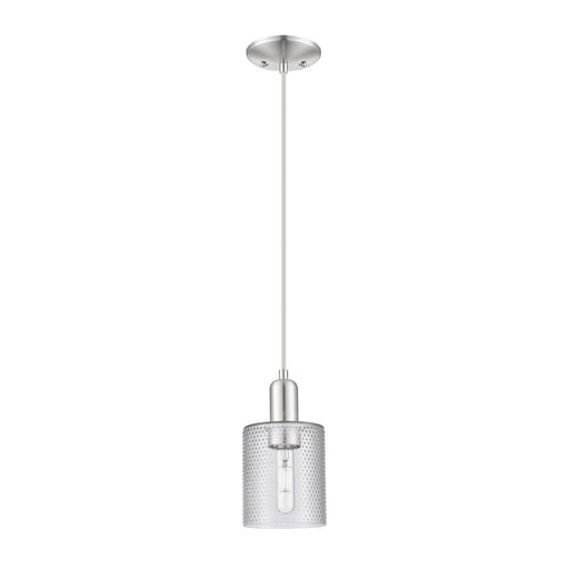 Innovations Cobbleskill 5in 1-Light Mini Pendant | Industrial Brushed Satin Nickel Steel and Clear Glass | Kitchen Island & Dining | Model 716-1P-SN-G112