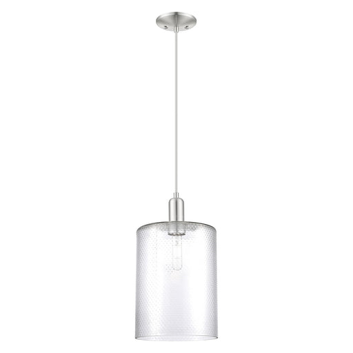 Innovations Cobbleskill 9in 1-Light Mini Pendant | Industrial Brushed Satin Nickel Steel and Clear Glass | Kitchen Island & | Model 716-1P-SN-G112-L