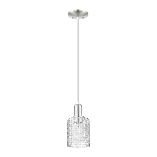 Innovations Cobbleskill 5in 1-Light Mini Pendant | Industrial Brushed Satin Nickel Steel and Clear Glass | Kitchen Island & | Model 716-1P-SN-G112C-5CL