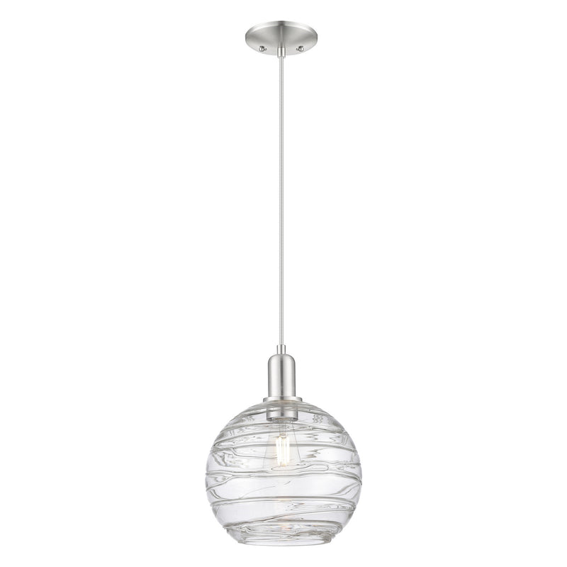 Innovations Athens Deco Swirl 10in 1-Light Mini Pendant | Industrial Brushed Satin Nickel Steel and Clear Glass | Kitchen | Model 716-1P-SN-G1213-10CL
