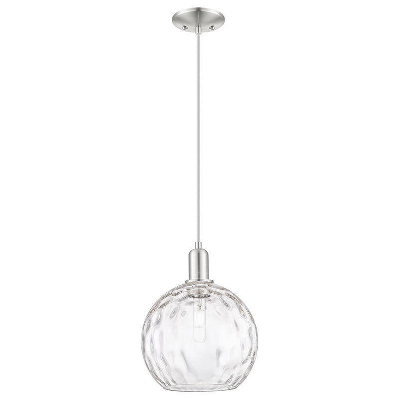 Innovations Athens Water Glass 10in 1-Light Mini Pendant | Industrial Brushed Satin Nickel Steel and Clear Glass | Kitchen | Model 716-1P-SN-G1215-10