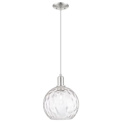 Innovations Athens Water Glass 10in 1-Light Mini Pendant | Industrial Brushed Satin Nickel Steel and Clear Glass | Kitchen | Model 716-1P-SN-G1215-10