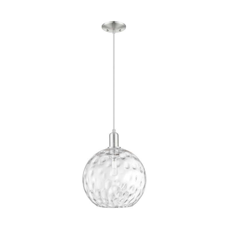 Innovations Athens 12in 1-Light Mini Pendant | Industrial Brushed Satin Nickel and Clear Water Glass | Kitchen Island & Dining | Model 716-1P-SN-G1215-12