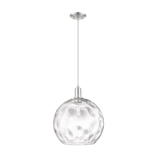 Innovations Athens Water Glass 13in 1-Light Mini Pendant | Industrial Brushed Satin Nickel and Clear Glass | Kitchen Island & | Model 716-1P-SN-G1215-14