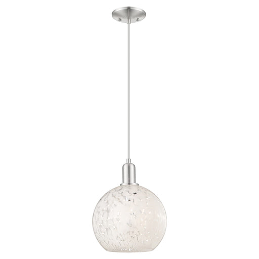 Innovations Lighting Arcadia 10in 1-Light Mini Pendant | Industrial Brushed Satin Nickel and White Mouchette Glass | Kitchen | Model 716-1P-SN-G1216-10WM