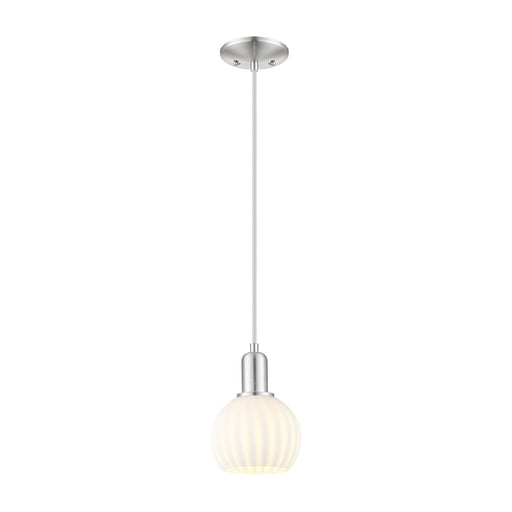 Innovations Lighting Arcadia 6in 1-Light Mini Pendant | Industrial Brushed Satin Nickel and White Venetian Glass | Kitchen | Model 716-1P-SN-G1217-6WV