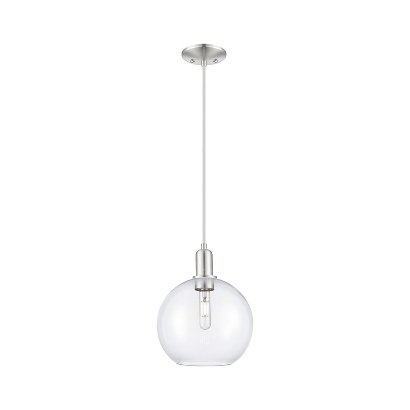 Innovations Athens 10in 1-Light Mini Pendant | Industrial Brushed Satin Nickel Steel and Clear Glass | Kitchen Island & Dining | Model 716-1P-SN-G122-10
