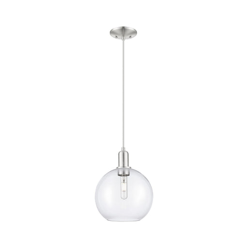 Innovations Athens 10in 1-Light Mini Pendant | Industrial Brushed Satin Nickel Steel and Clear Glass | Kitchen Island & Dining | Model 716-1P-SN-G122-10