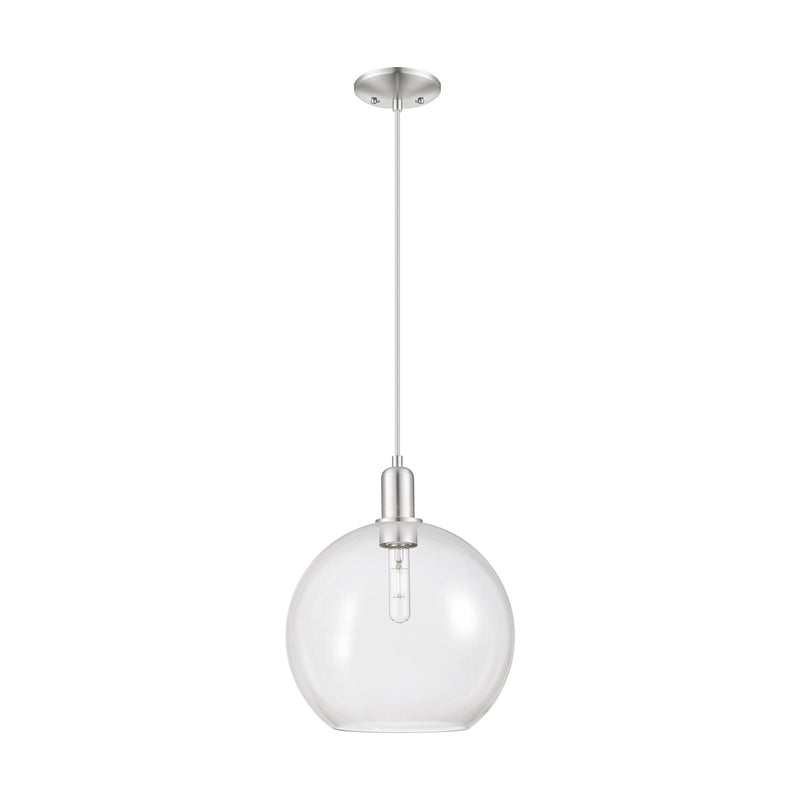 Innovations Athens 12in 1-Light Mini Pendant | Industrial Brushed Satin Nickel and Clear Glass | Kitchen Island & Dining Room | Model 716-1P-SN-G122-12