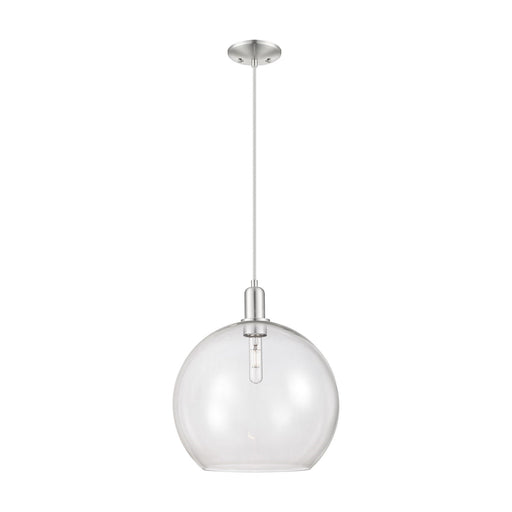 Innovations Athens 14in 1-Light Mini Pendant | Industrial Brushed Satin Nickel Steel and Clear Glass | Kitchen Island & Dining | Model 716-1P-SN-G122-14