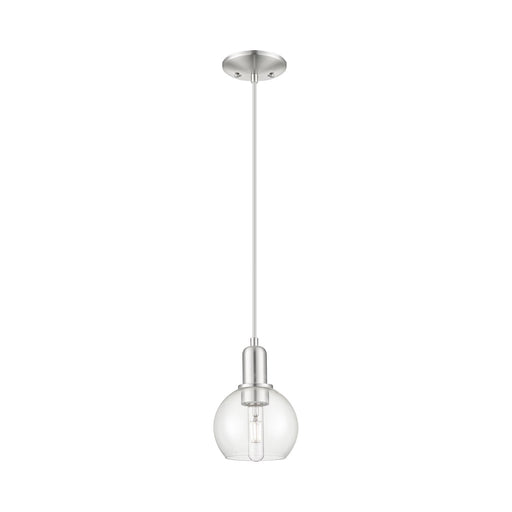 Innovations Athens 6in 1-Light Mini Pendant | Industrial Brushed Satin Nickel Steel and Clear Glass | Kitchen Island & Dining | Model 716-1P-SN-G122-6