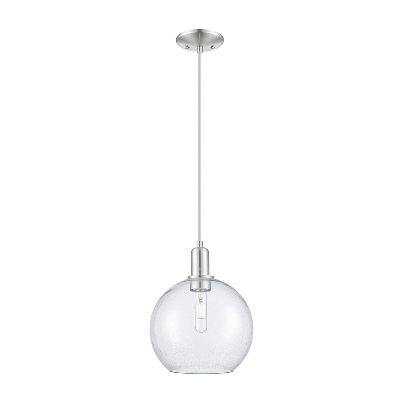 Innovations Athens 10in 1-Light Mini Pendant | Industrial Brushed Satin Nickel Steel and Seedy Glass | Kitchen Island & Dining | Model 716-1P-SN-G124-10