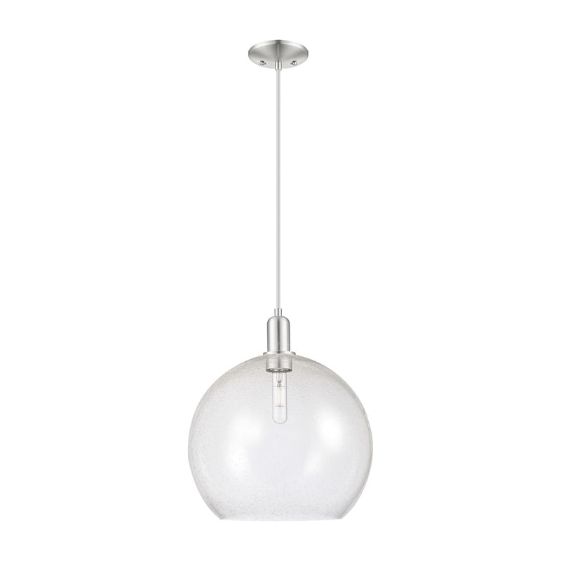 Innovations Athens 14in 1-Light Mini Pendant | Industrial Brushed Satin Nickel Steel and Seedy Glass | Kitchen Island & Dining | Model 716-1P-SN-G124-14