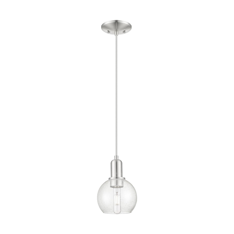 Innovations Athens 6in 1-Light Mini Pendant | Industrial Brushed Satin Nickel Steel and Seedy Glass | Kitchen Island & Dining | Model 716-1P-SN-G124-6