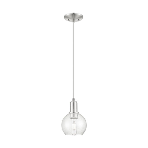 Innovations Athens 6in 1-Light Mini Pendant | Industrial Brushed Satin Nickel Steel and Seedy Glass | Kitchen Island & Dining | Model 716-1P-SN-G124-6