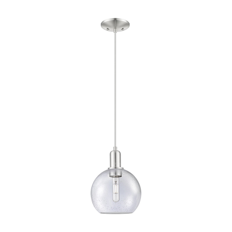 Innovations Athens 8in 1-Light Mini Pendant | Industrial Brushed Satin Nickel Steel and Seedy Glass | Kitchen Island & Dining | Model 716-1P-SN-G124-8