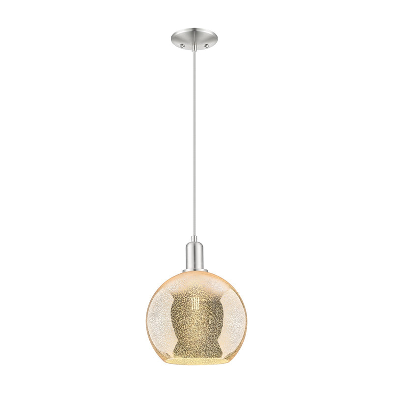 Innovations Athens 12in 1-Light Mini Pendant | Industrial Brushed Satin Nickel Steel and Mercury Glass | Kitchen Island & Dining | Model 716-1P-SN-G128-12