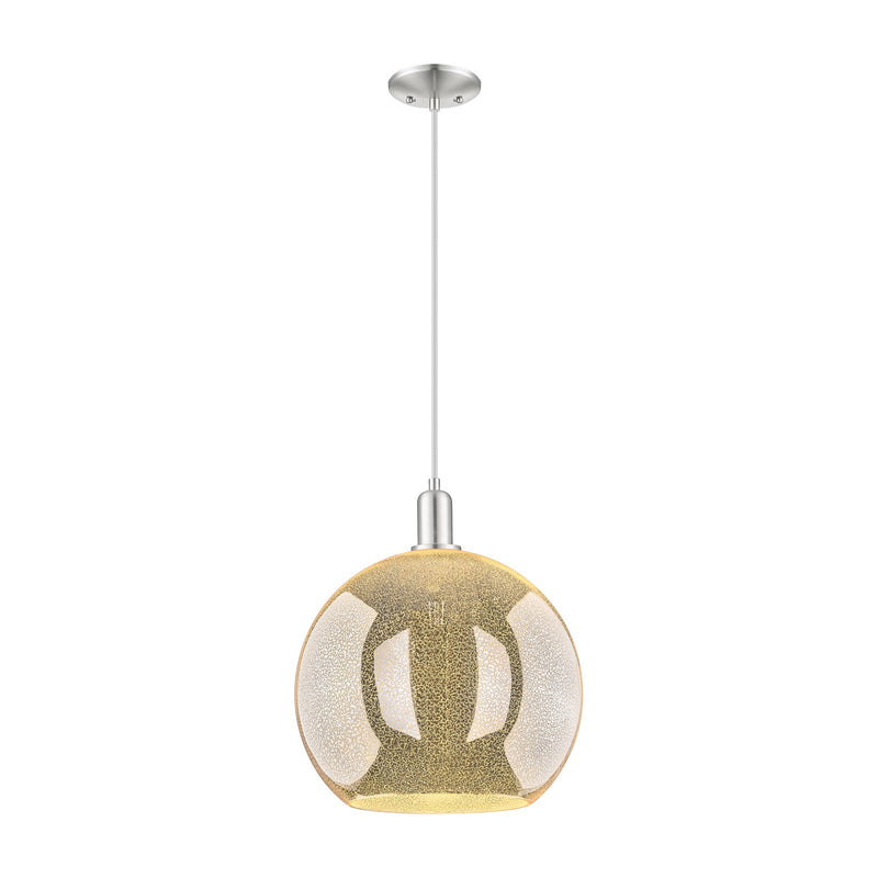Innovations Athens 14in 1-Light Mini Pendant | Industrial Brushed Satin Nickel Steel and Mercury Glass | Kitchen Island & Dining | Model 716-1P-SN-G128-14
