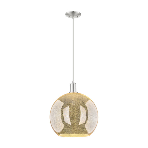 Innovations Athens 14in 1-Light Mini Pendant | Industrial Brushed Satin Nickel Steel and Mercury Glass | Kitchen Island & Dining | Model 716-1P-SN-G128-14