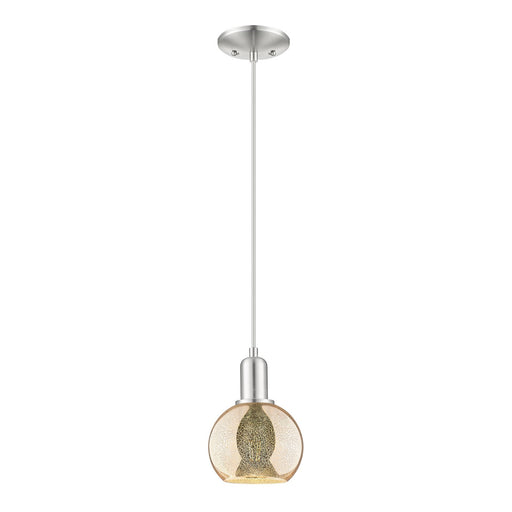 Innovations Athens 6in 1-Light Mini Pendant | Industrial Brushed Satin Nickel Steel and Mercury Glass | Kitchen Island & Dining | Model 716-1P-SN-G128-6