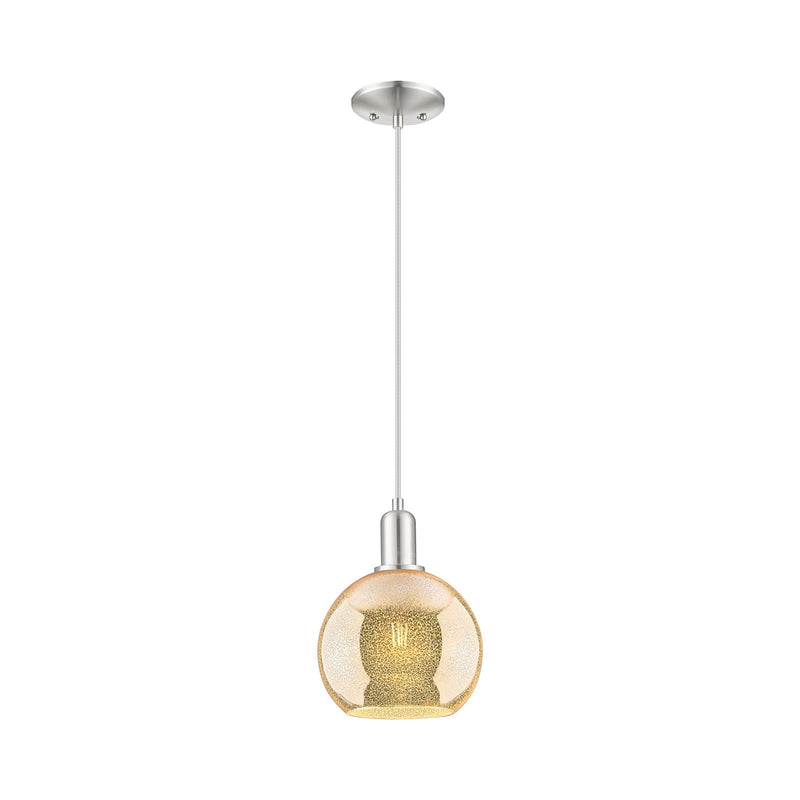 Innovations Athens 8in 1-Light Mini Pendant | Industrial Brushed Satin Nickel Steel and Mercury Glass | Kitchen Island & Dining | Model 716-1P-SN-G128-8