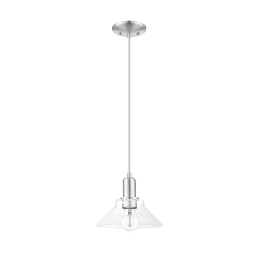 Innovations Orwell 8in 1-Light Mini Pendant | Industrial Brushed Satin Nickel and Clear Glass | Kitchen Island & Dining Room | 8.38 | Model 716-1P-SN-G132