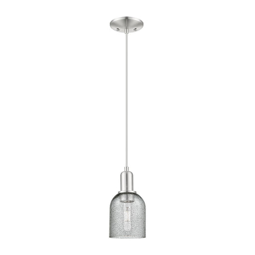 Innovations Caledonia 5in 1-Light Mini Pendant | Industrial Brushed Satin Nickel and Charcoal Glass | Kitchen Island & Dining Room | Model 716-1P-SN-G257