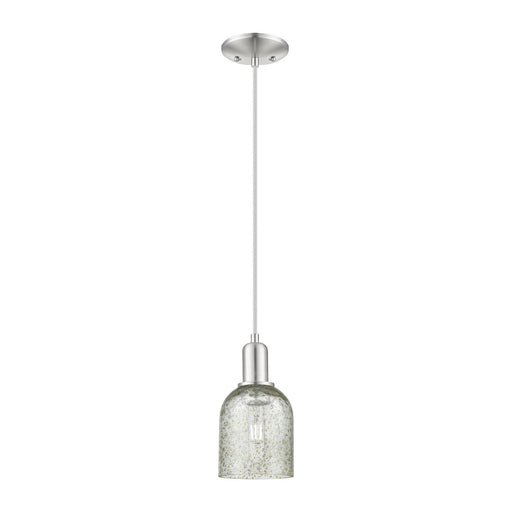 Innovations Caledonia 5in 1-Light Mini Pendant | Industrial Brushed Satin Nickel and Mica Glass | Kitchen Island & Dining Room | 5 | Model 716-1P-SN-G259