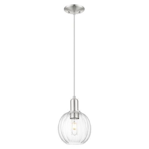 Innovations Preston 7" Globe Cord Mini Pendant, SN/Clear - 716-1P-SN-G458-7CL