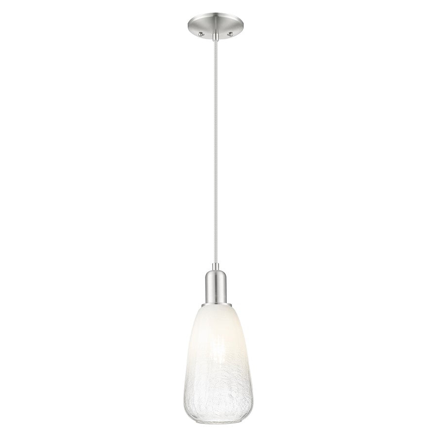 Innovations Brookhaven Almond 6" Cord Mini Pendant, SN/Opal - 716-1P-SN-G480-6OP