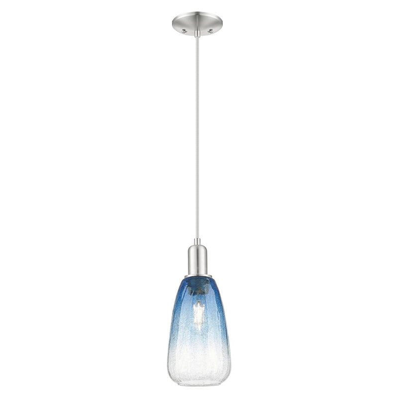 Innovations Brookhaven Almond 6" Cord Mini Pendant, SN/Blue - 716-1P-SN-G480-6SB
