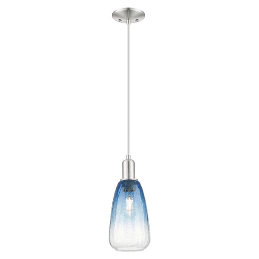 Innovations Brookhaven Almond 6" Cord Mini Pendant, SN/Blue - 716-1P-SN-G480-6SB