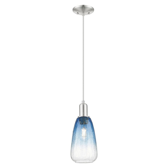 Innovations Brookhaven Almond 6" Cord Mini Pendant, SN/Blue - 716-1P-SN-G480-6SB