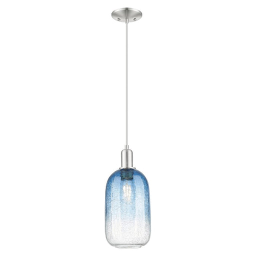 Innovations Brookhaven Cloche 7" Cord Mini Pendant, SN/Blue - 716-1P-SN-G482-7SB