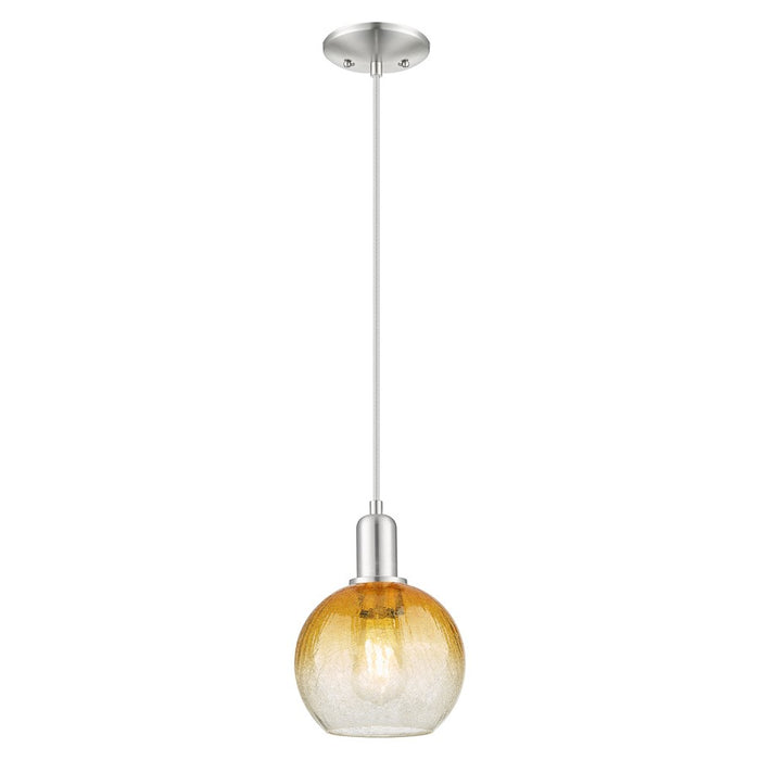 Innovations Brookhaven Globe 8" Cord Mini Pendant, SN/Amber - 716-1P-SN-G483-8AM
