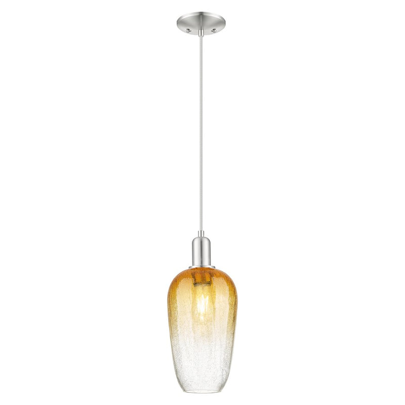 Innovations Brookhaven Flute 7" Cord Mini Pendant, SN/Amber - 716-1P-SN-G484-7AM