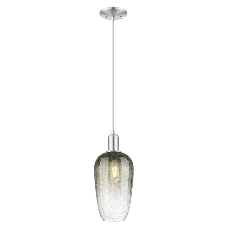 Innovations Brookhaven Flute 7" Cord Mini Pendant, SN/Slate - 716-1P-SN-G484-7SL