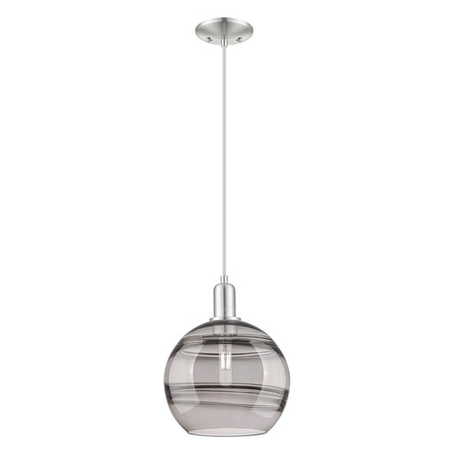 Innovations Rochester 10in 1-Light Mini Pendant | Industrial Brushed Satin Nickel Steel and Light Smoke Glass | Kitchen Island | Model 716-1P-SN-G556-10SM