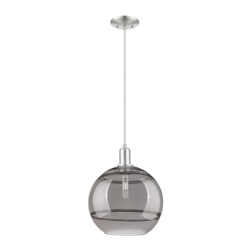 Innovations Rochester 12in 1-Light Mini Pendant | Industrial Brushed Satin Nickel and Light Smoke Glass | Kitchen Island & | Model 716-1P-SN-G556-12SM