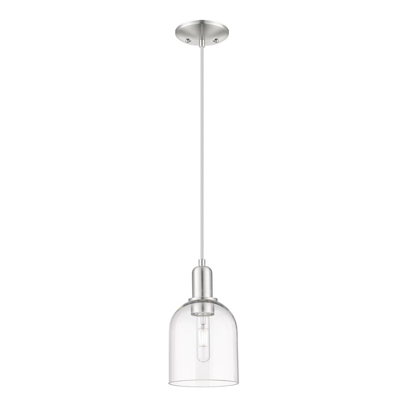 Innovations Bella 6in 1-Light Mini Pendant | Industrial Brushed Satin Nickel and Clear Glass | Kitchen Island & Dining Room | Model 716-1P-SN-G558-6CL