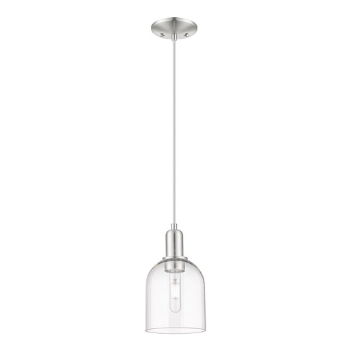 Innovations Bella 6in 1-Light Mini Pendant | Industrial Brushed Satin Nickel and Clear Glass | Kitchen Island & Dining Room | Model 716-1P-SN-G558-6CL