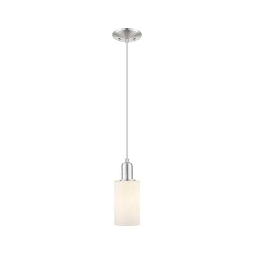 Innovations Clymer 4in 1-Light Mini Pendant | Industrial Brushed Satin Nickel and Matte White Glass | Kitchen Island & Dining Room | Model 716-1P-SN-G801